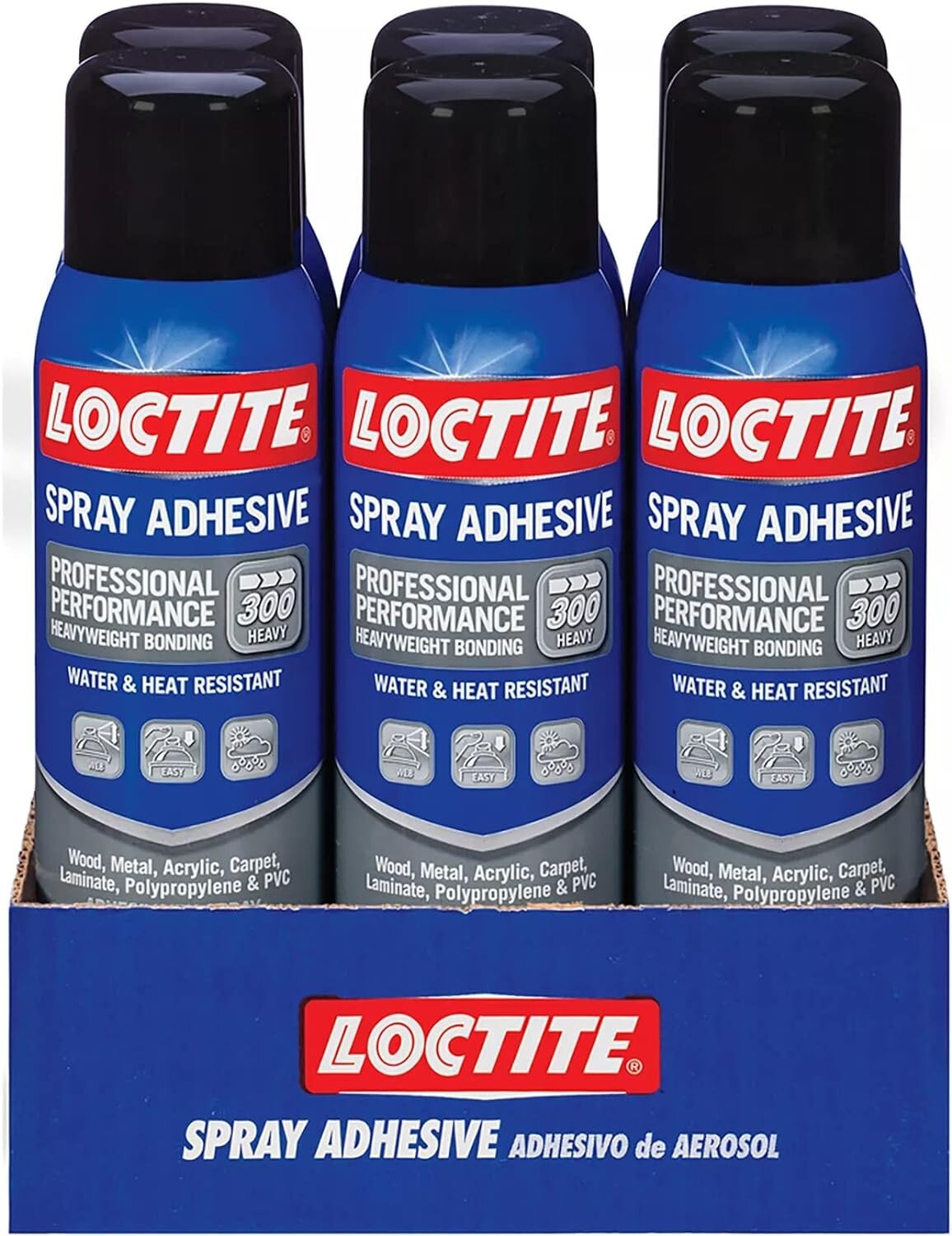 6-Pack 13.5 Oz Heavy-Duty Spray Adhesive - Clear, Water-Resistant Formula