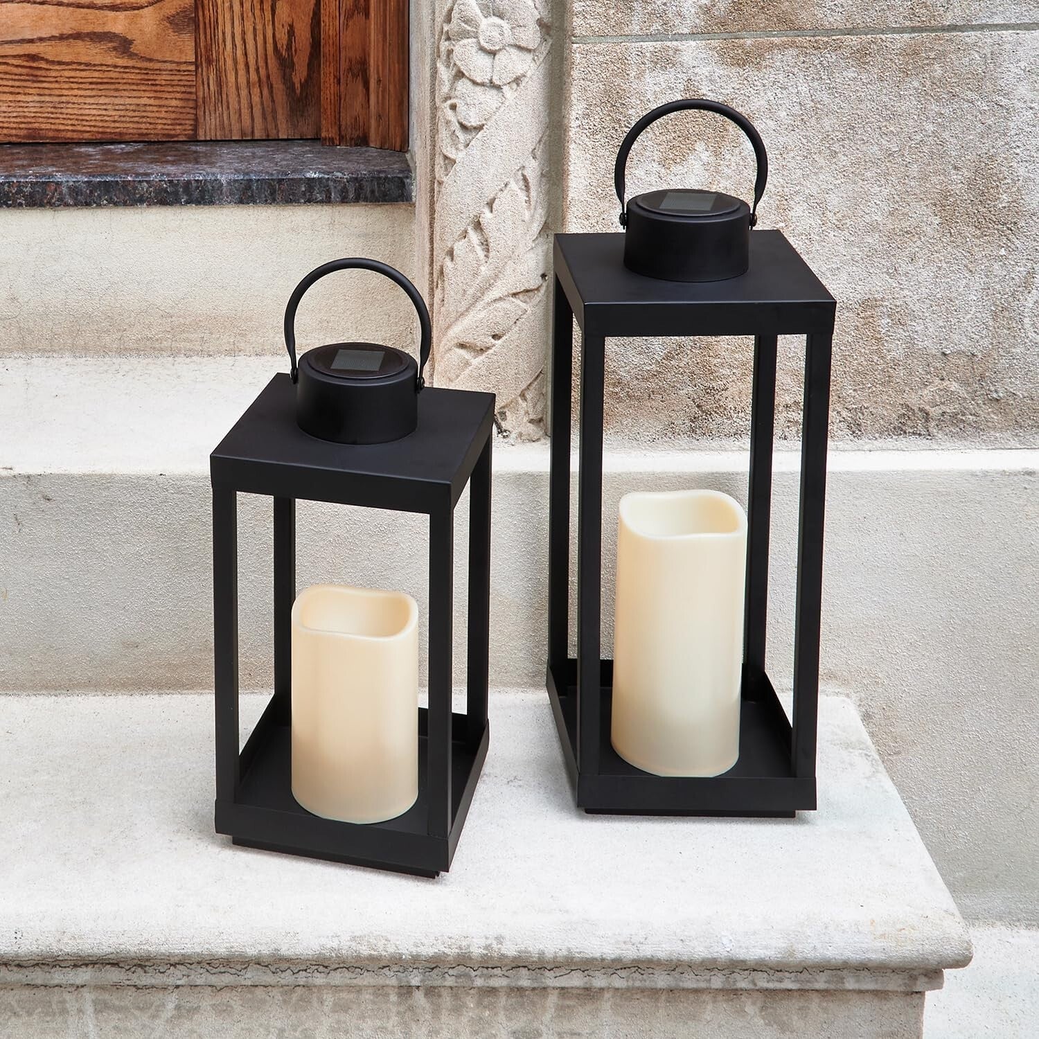 Modern Solar Lantern with Flickering Candlelight - Perfect for Farmhouse Patios