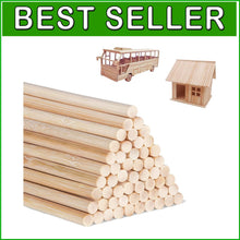 Load image into Gallery viewer, Natural Bamboo Dowel Rods, Pack of 50 - Ideal for DIY Crafts &amp; Building Projects
