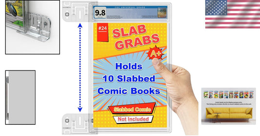 10-Pack Heavy-Duty Comic Book Display Shelf Slab Wall Mount Kit - Clear Finish