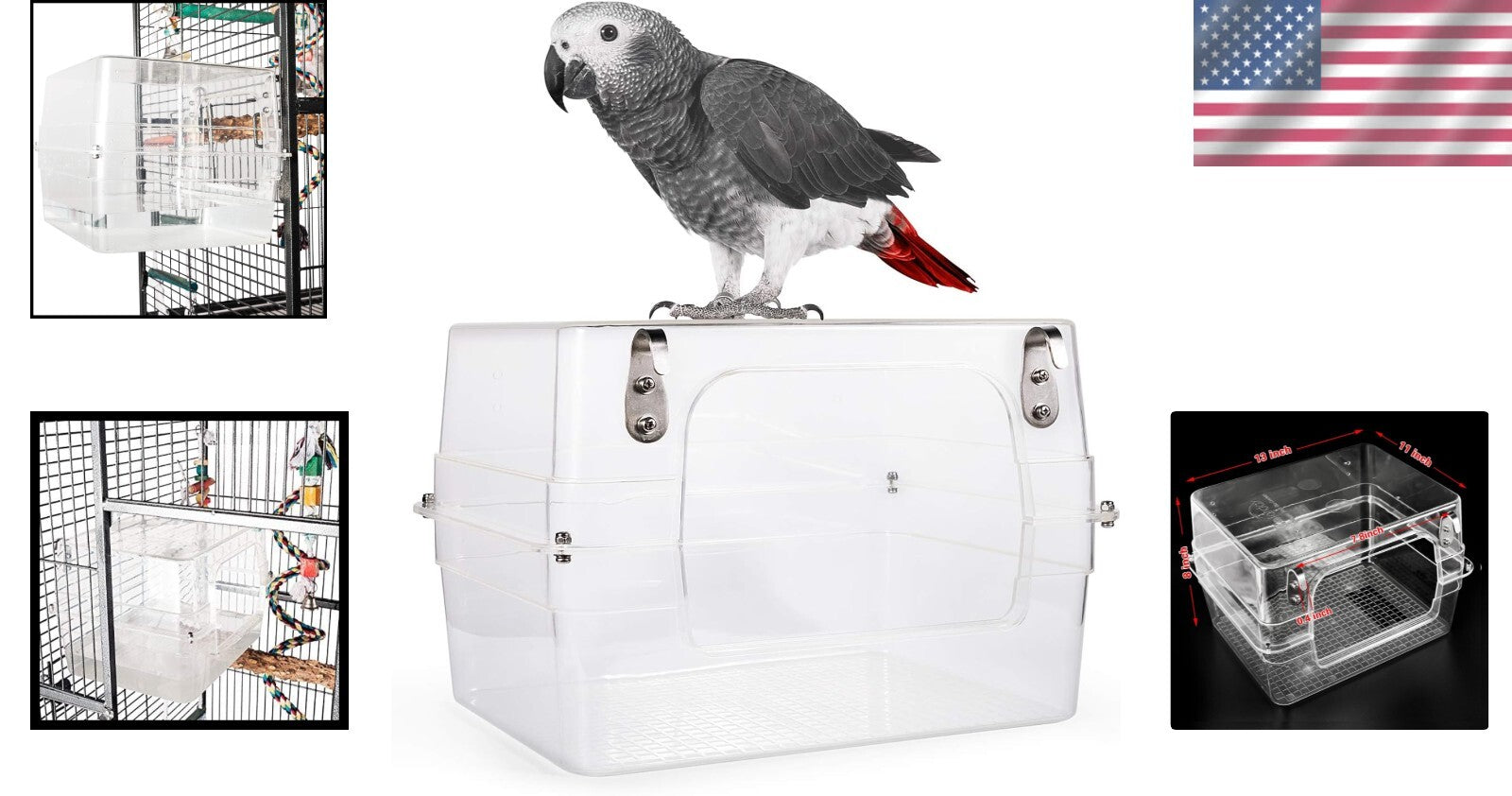 Spacious Bird Bath for Cage - Non-Toxic 13X11 Bath for Cockatiels and Parakeets