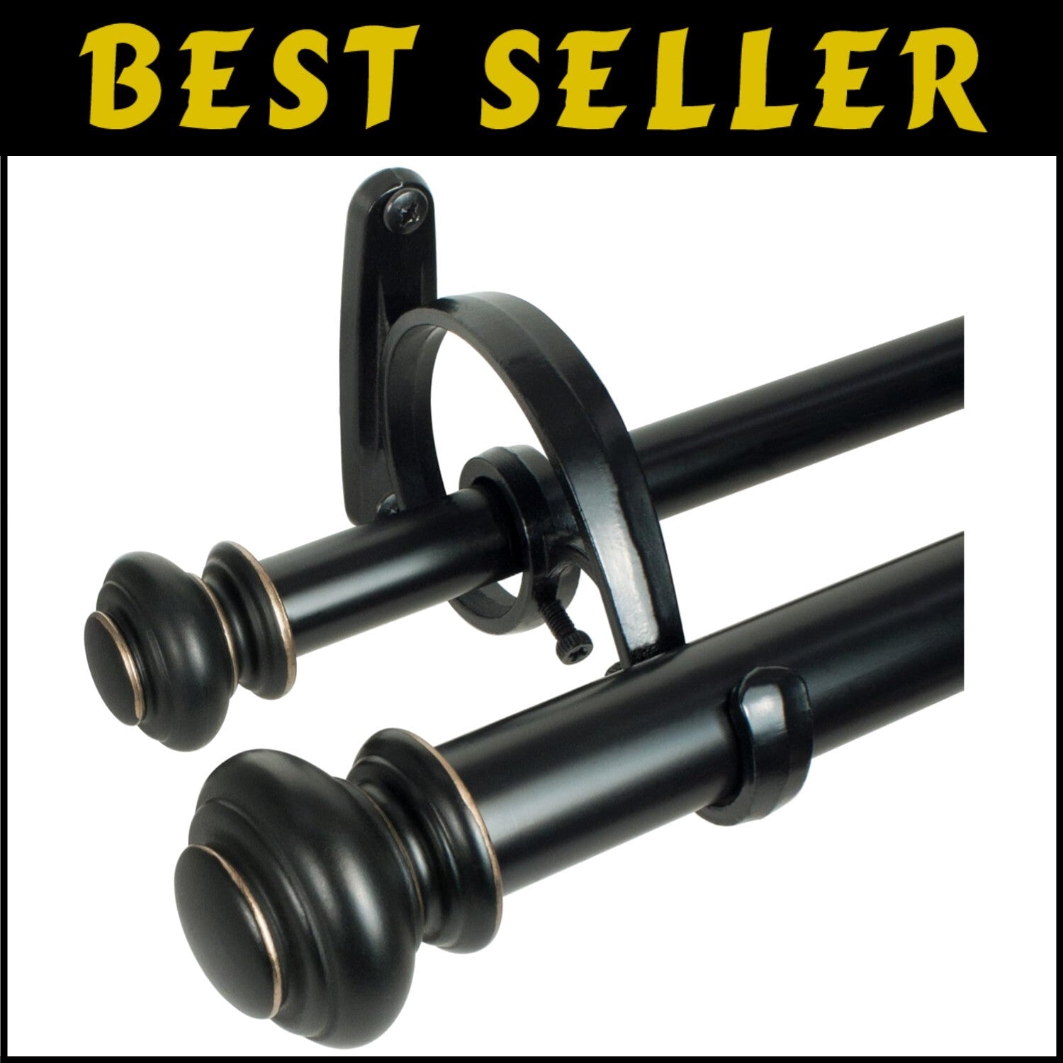 Adjustable Double Curtain Rod Set in Antique Bronze, 72-144" for Timeless Style