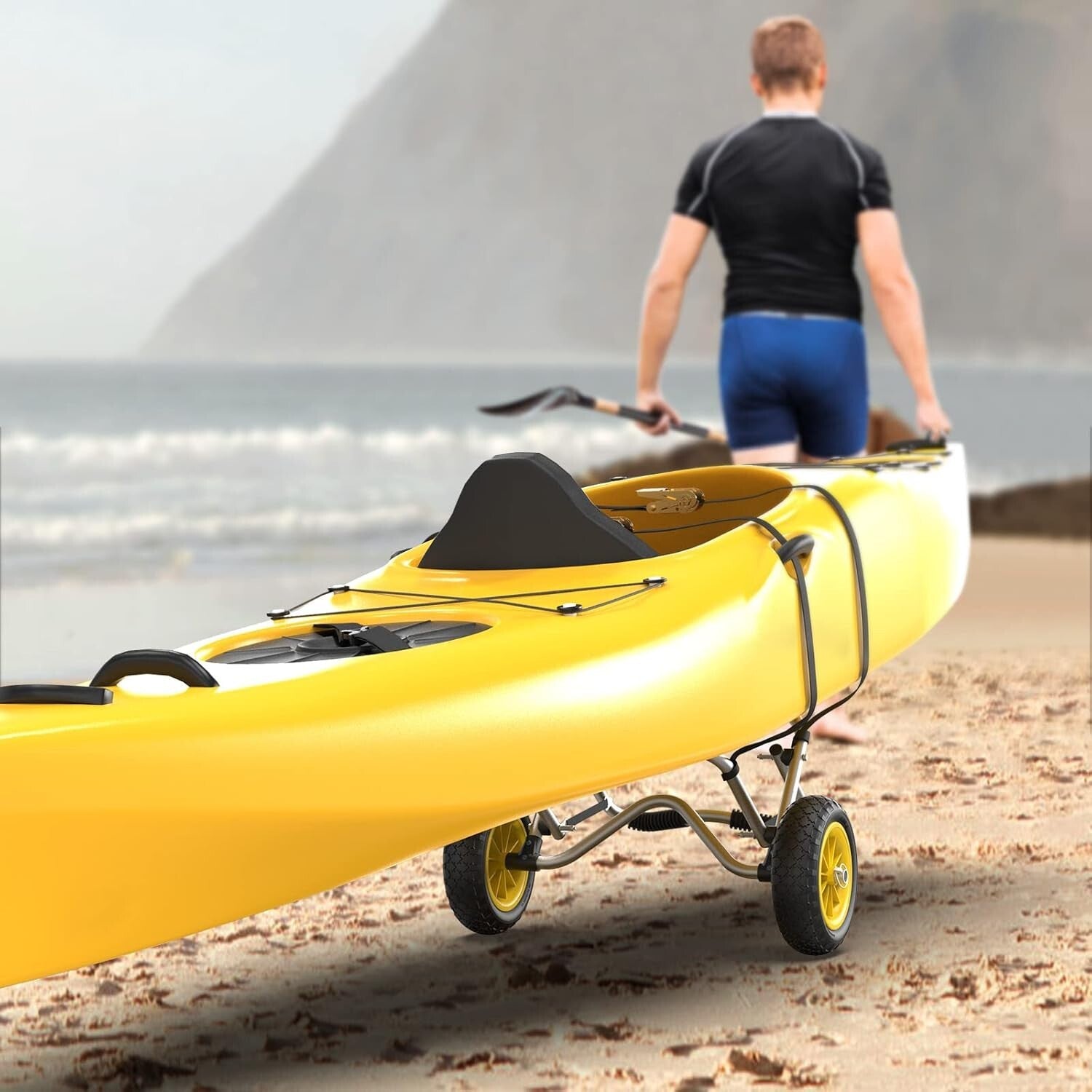 Durable Kayak Carrier Dolly - Foldable with Double Kickstand & Airless Wheels