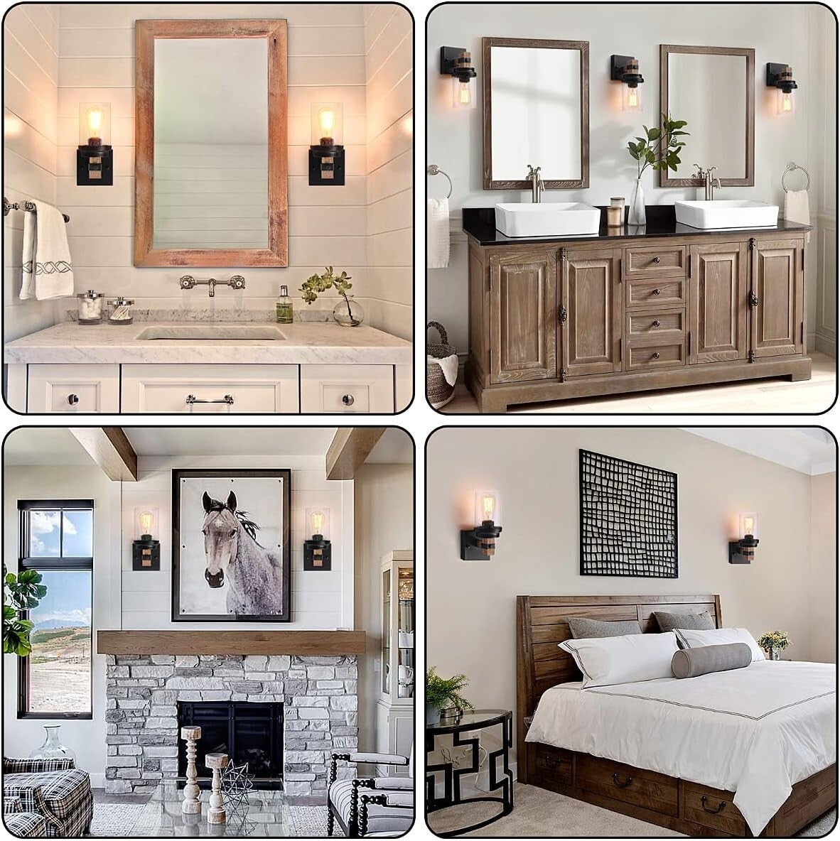 Chic Wall Sconce for Bathroom & Dining - Rustic 1-Light Fixture with Glass Shade