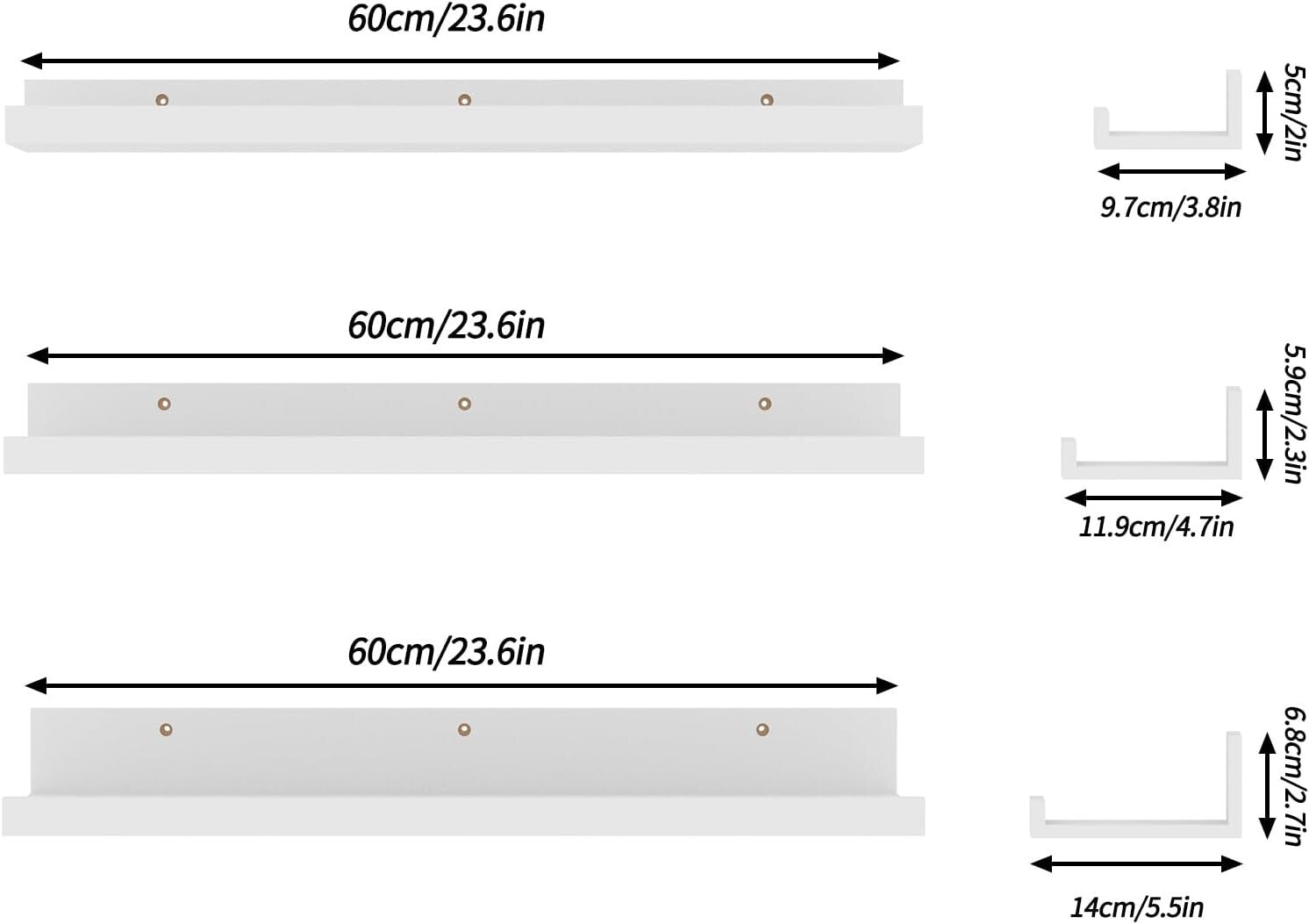 24 Inch Floating Shelves Set of 3 - Versatile Wall-Mounted Storage for Home