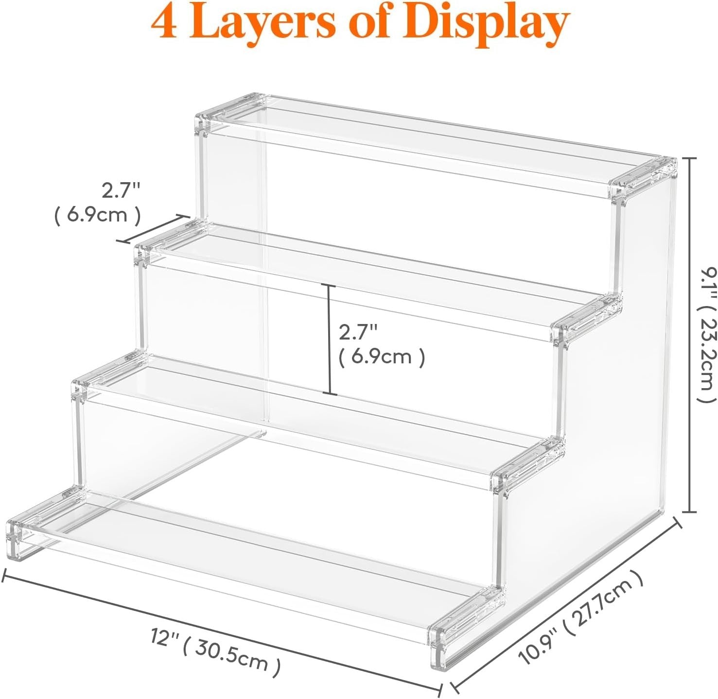12-Inch Clear Plastic Display Stand - Tool-Free Assembly for Organizing & Decor