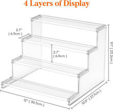 Load image into Gallery viewer, 12-Inch Clear Plastic Display Stand - Tool-Free Assembly for Organizing &amp; Decor