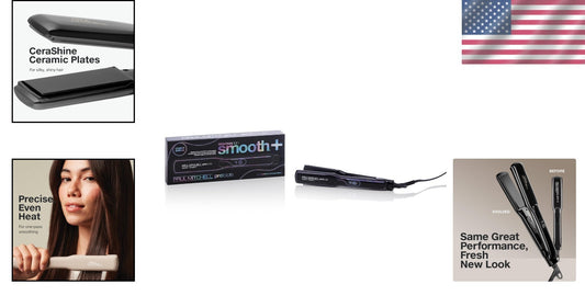 Compact 12.5” Ceramic Flat Iron with Cerashine Plates for Smooth Hair Finish