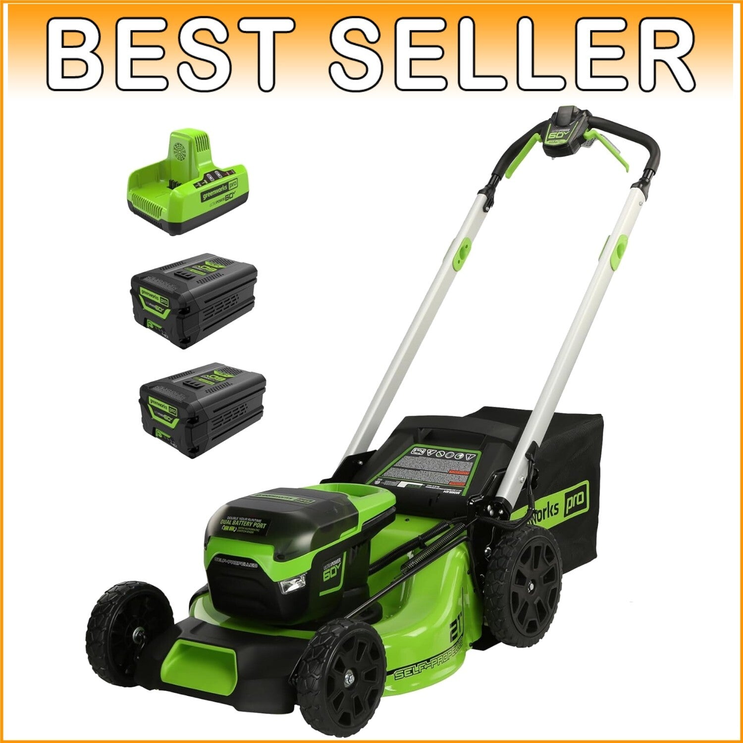 Durable 60V Cordless Lawn Mower with LED Lights & Effortless Self-Propulsion