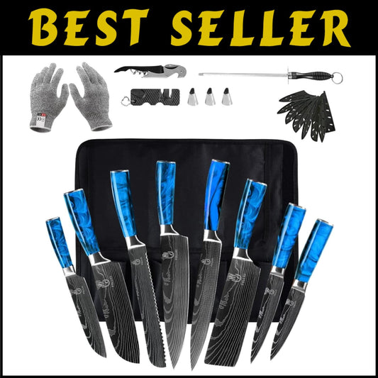 Pro-Grade 14-Piece Japanese Knife Set - Stylish & Ergonomic for Culinary Mastery