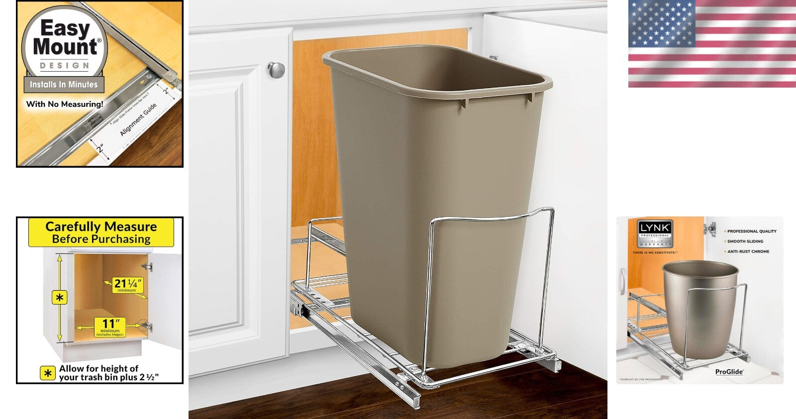 Professional Quality Pull-Out Organizer with Chrome Finish for Kitchen Cabinets