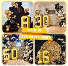 Load image into Gallery viewer, Illuminated 4FT Glitter Gold Number 60 Foam Board Kit - Retro Party Decor