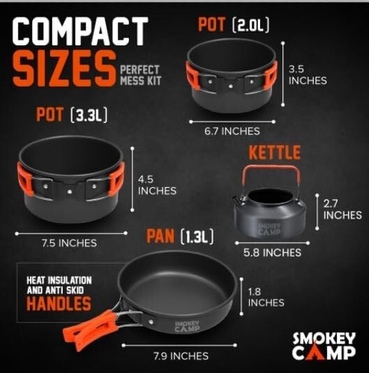10-Piece Lightweight Camping Cookware Set with Foldable Stove for Outdoor Chefs