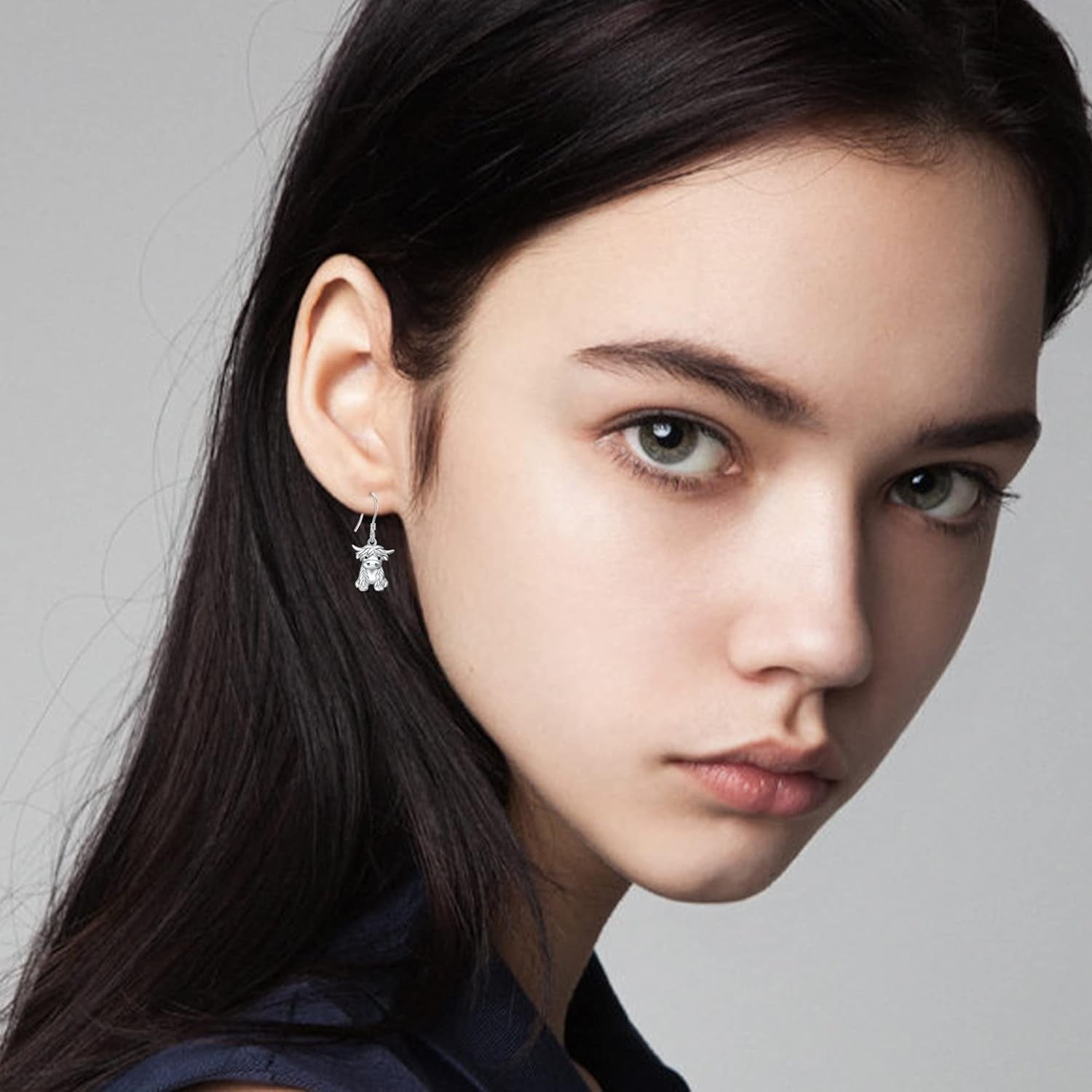 925 Sterling Silver Highland Cow Dangle Earrings - Unique Cow Jewelry for Women