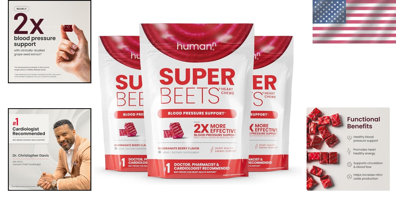 Convenient SuperBeets Chews - 180 Count for Blood Pressure & Energy Support