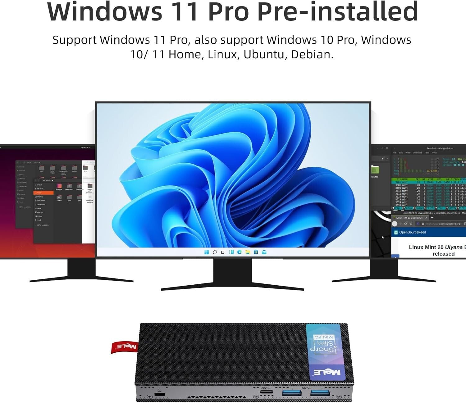 Effortlessly Portable 8GB Windows 11 Pro Mini PC with Expandable Storage Options