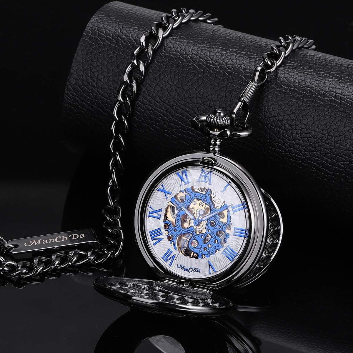 47mm Battery-Free Skeleton Pocket Watch with Custom Engraving - Men’s & Women’s