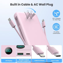 Load image into Gallery viewer, 33800mAh Portable Charger with Built-in Cables &amp; 25W Fast Charging Power Bank