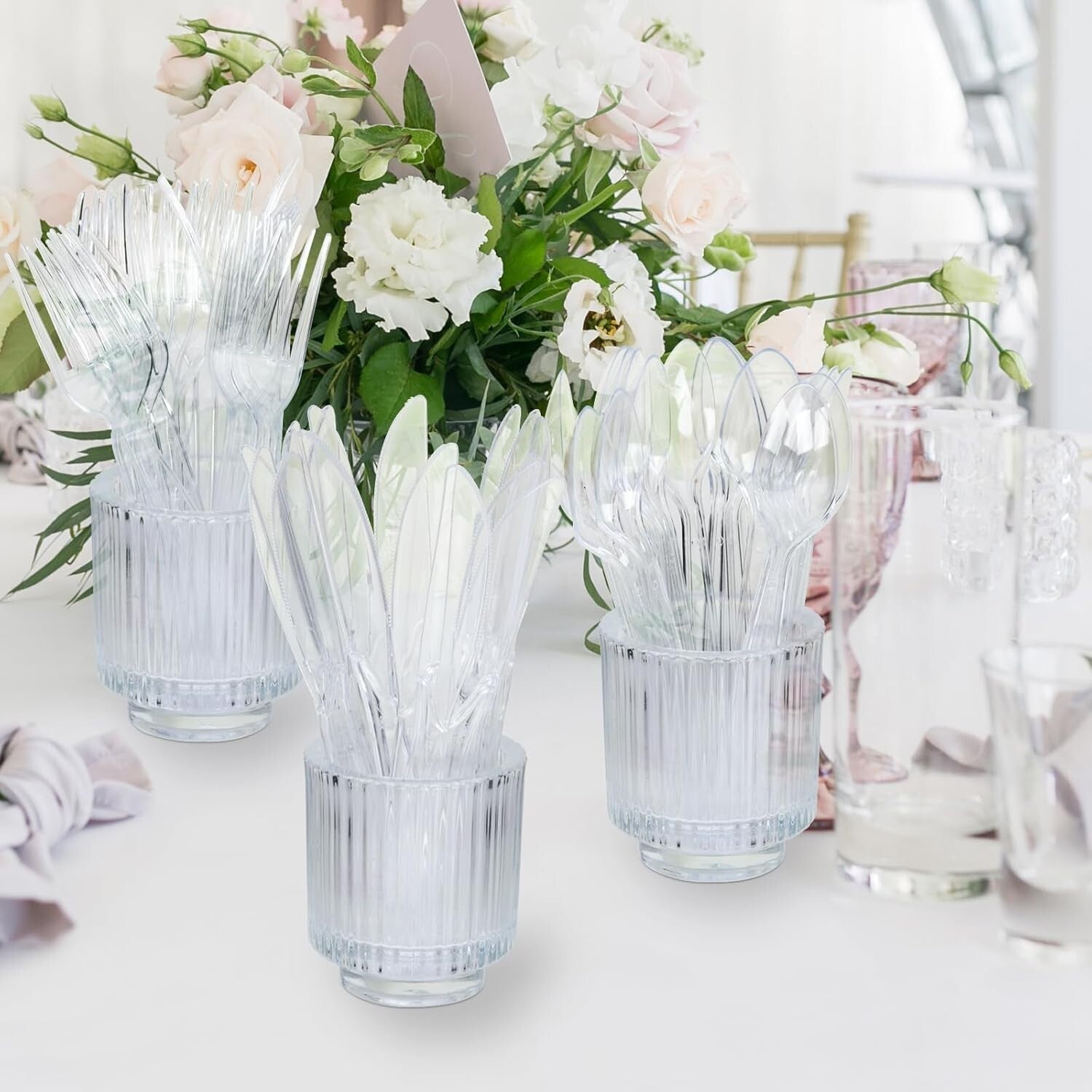 Premium 1000 Pack Clear Plastic Forks - Sturdy, Dishwasher Safe for All Events