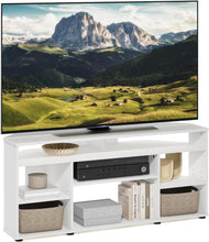 Load image into Gallery viewer, Lightweight White Corner TV Stand - Accommodates 55-Inch TVs with Style