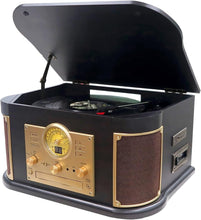 Load image into Gallery viewer, Classic Style All-in-One Turntable: Bluetooth, CD/Cassette Player &amp; MP3 Encoding