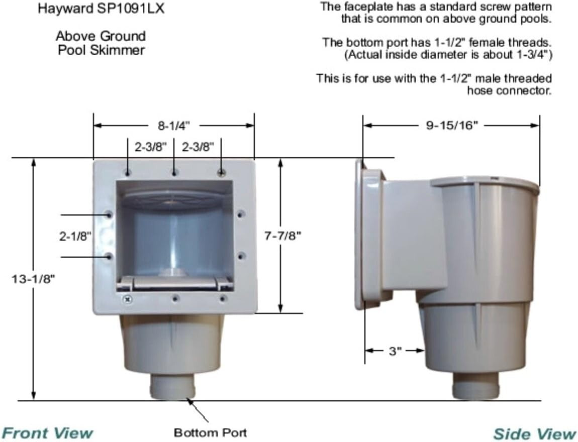 Custom Fit Dyna-Skim Pool Skimmer with Removable Weir for Easy Maintenance