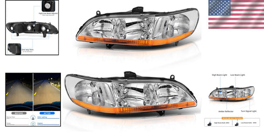 Impact-Resistant Headlight Assembly for 1998-2002 Honda Accord - Enhanced Safety