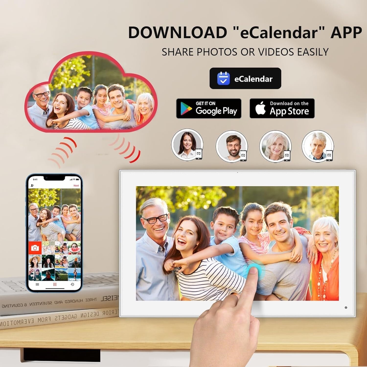 Compact 15.6'' Family Scheduling Digital Calendar with Wall Mount & Desk Stand
