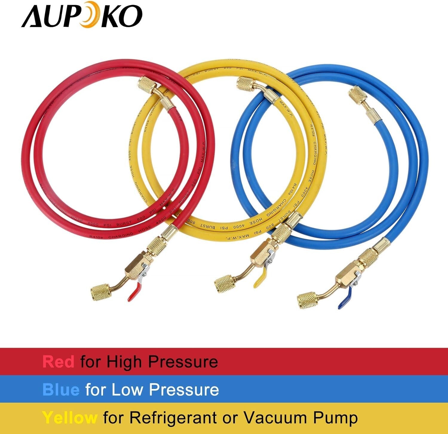 60-Inch Durable R410A Refrigerant Charging Hose Kit with High Pressure Safety