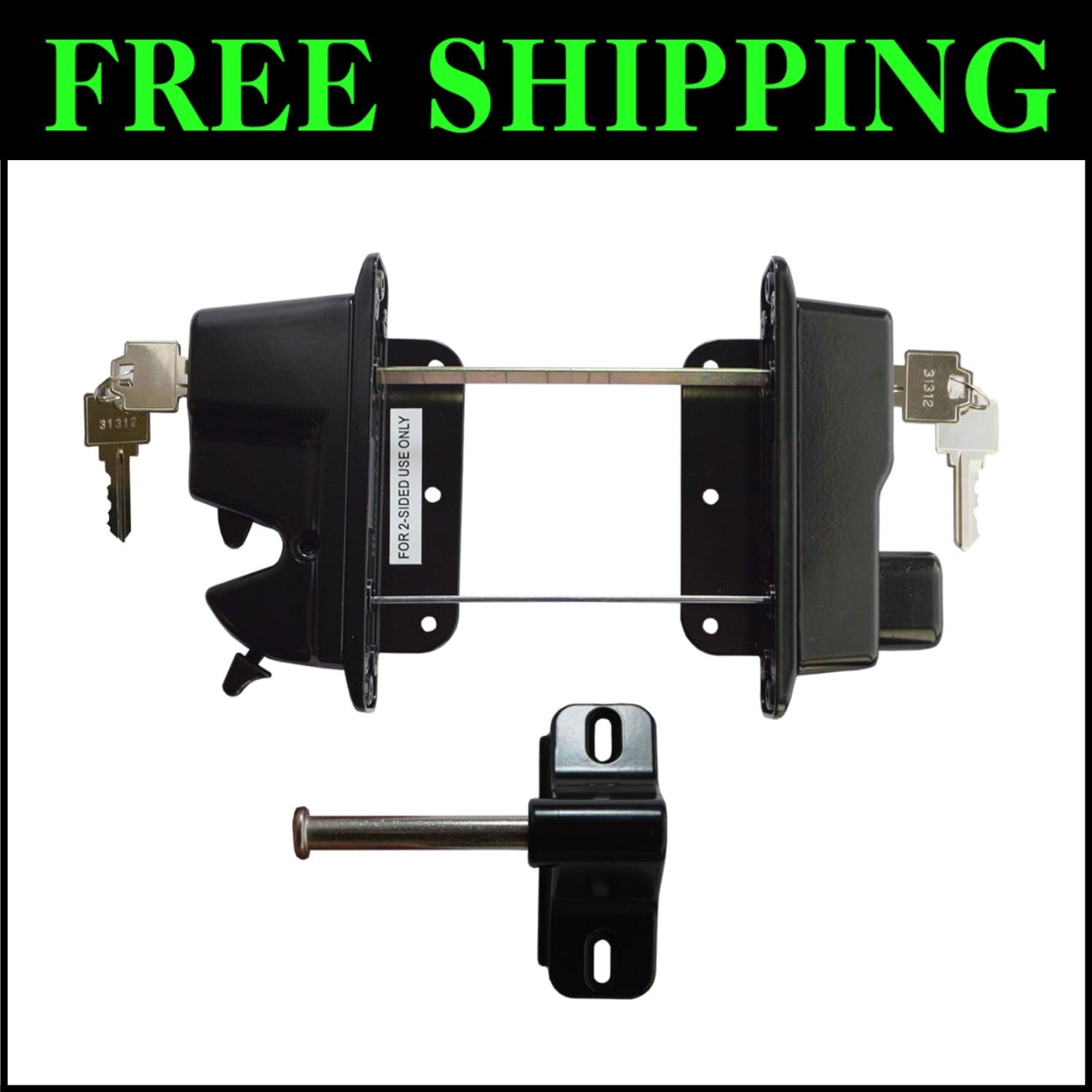 Heavy-Duty Keyed Alike Zinc Latch - 2-Sided Metal Latch for Wood & Vinyl Gates