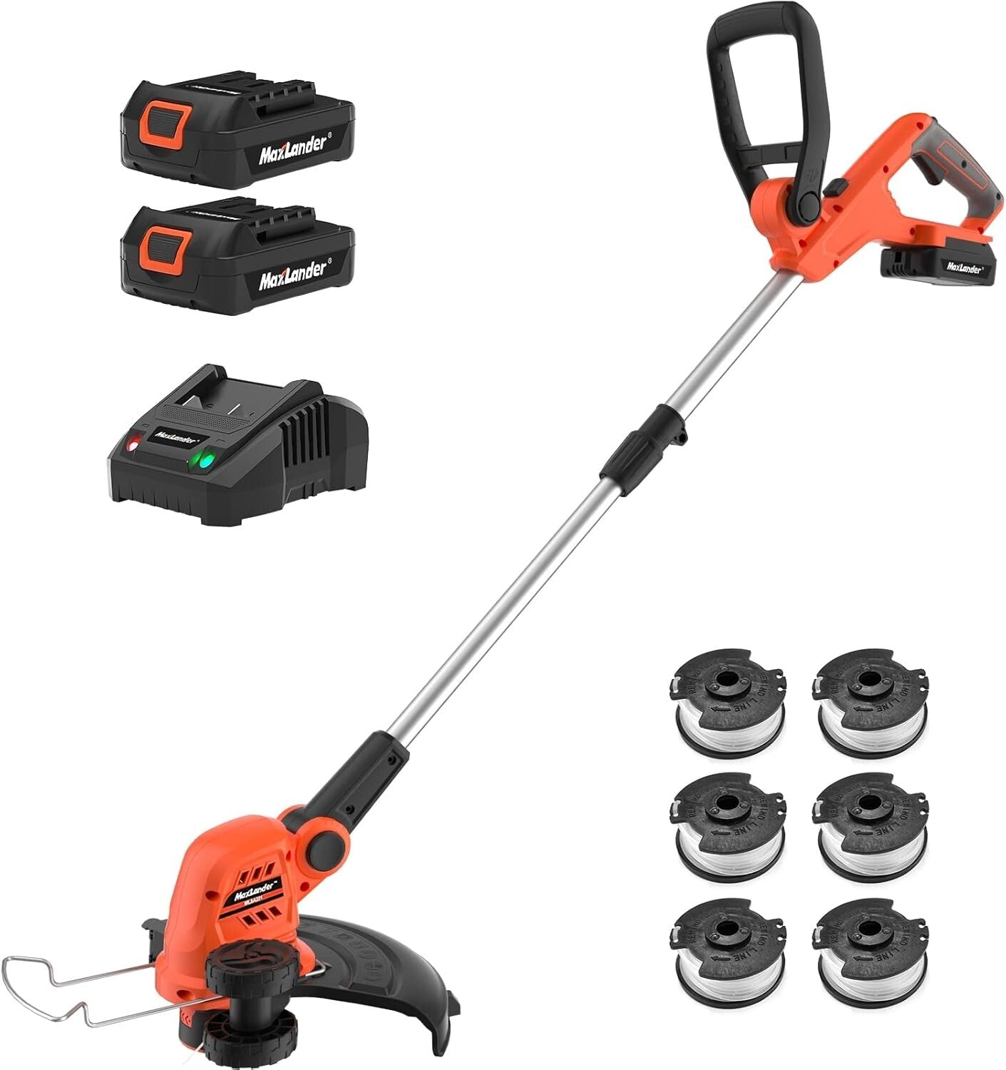 2-in-1 12'' Cordless String Trimmer & Edger with Long-Lasting Battery - Orange