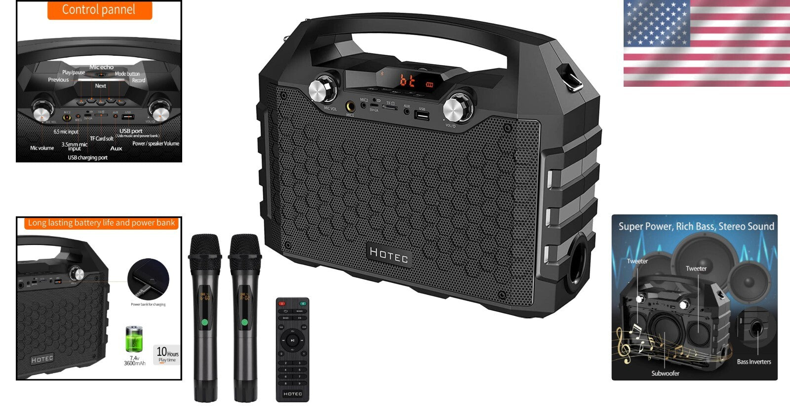 Powerful Bluetooth Karaoke Machine with UHF Mics - Ideal for Parties & Teaching