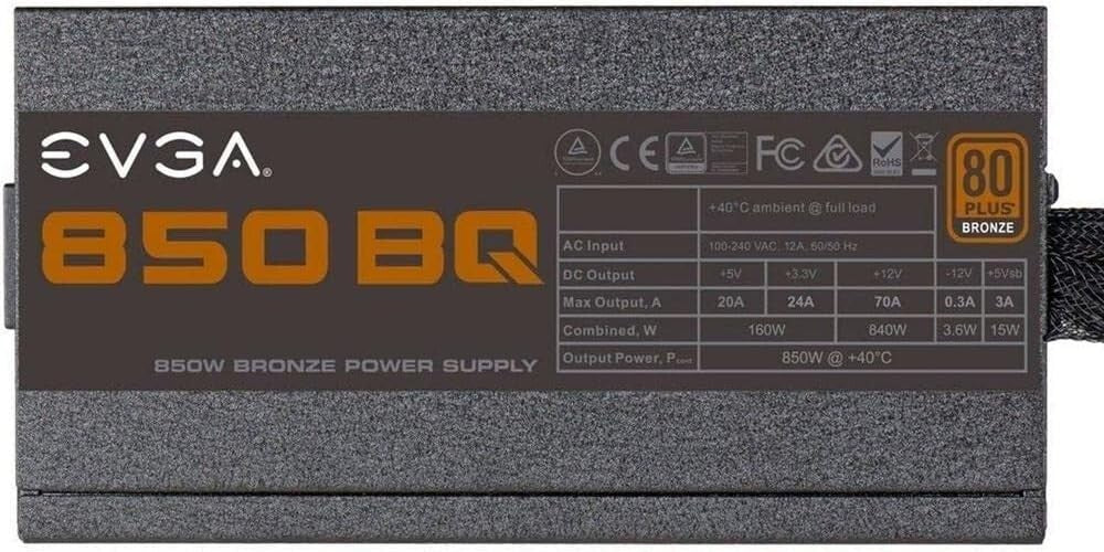 Compact 850 BQ Power Supply: 80 Plus Bronze, Silent Operation, Durable Safety