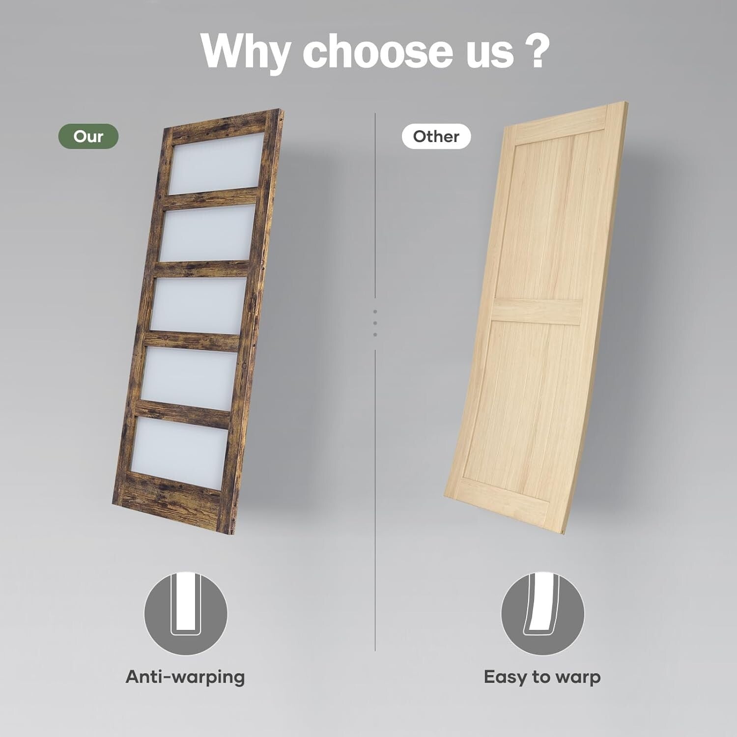 Elegant Brown LVL Wood Sliding Barn Door Kit - DIY Assembly with Frosted Glass