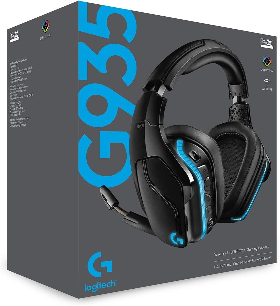 G935 Wireless Gaming Headset - Full RGB, 7.1 Surround Sound & Customizable EQ
