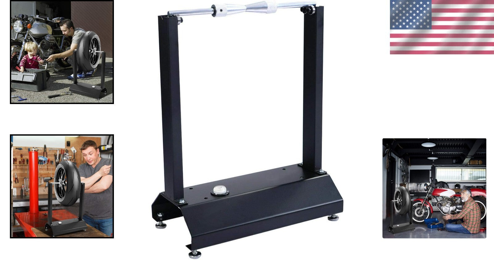 Heavy-Duty Tire Balancer & Wheel Truing Stand with Adjustable Centering Cones