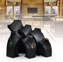 Load image into Gallery viewer, Modern Freestanding Necklace Display Holder - Sturdy Leather Jewelry Bust H15.34