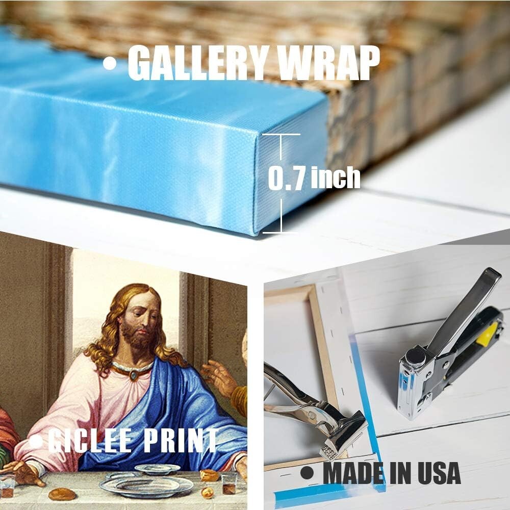 Giclee Canvas Print of Last Supper - Hand-Stretched 30x16 Art for Elegant Spaces