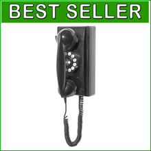 Load image into Gallery viewer, Nostalgic Black Wall Phone with Modern Push Button Features - Home Essential