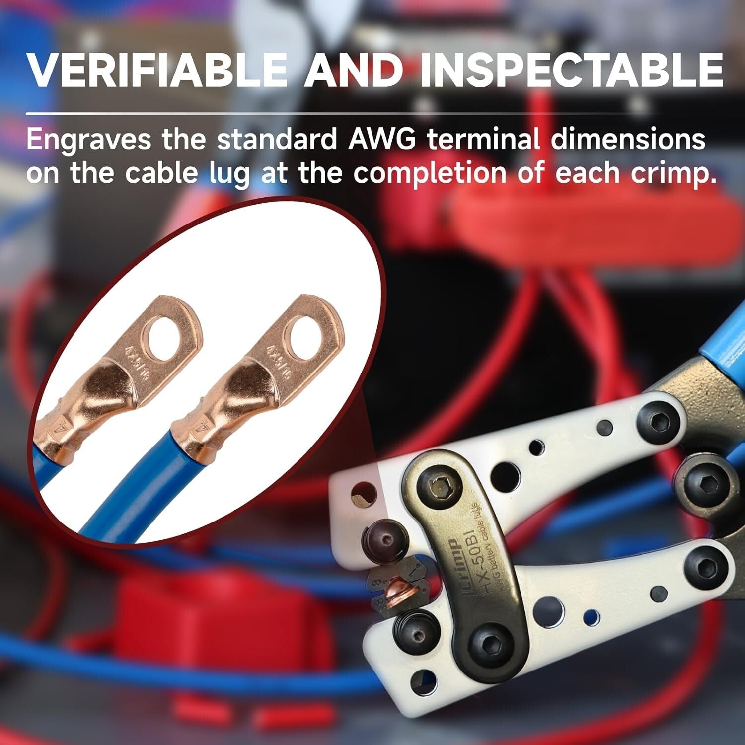 All-in-One Battery Cable Crimper & Stripper with Carrying Case - 34 Piece Set