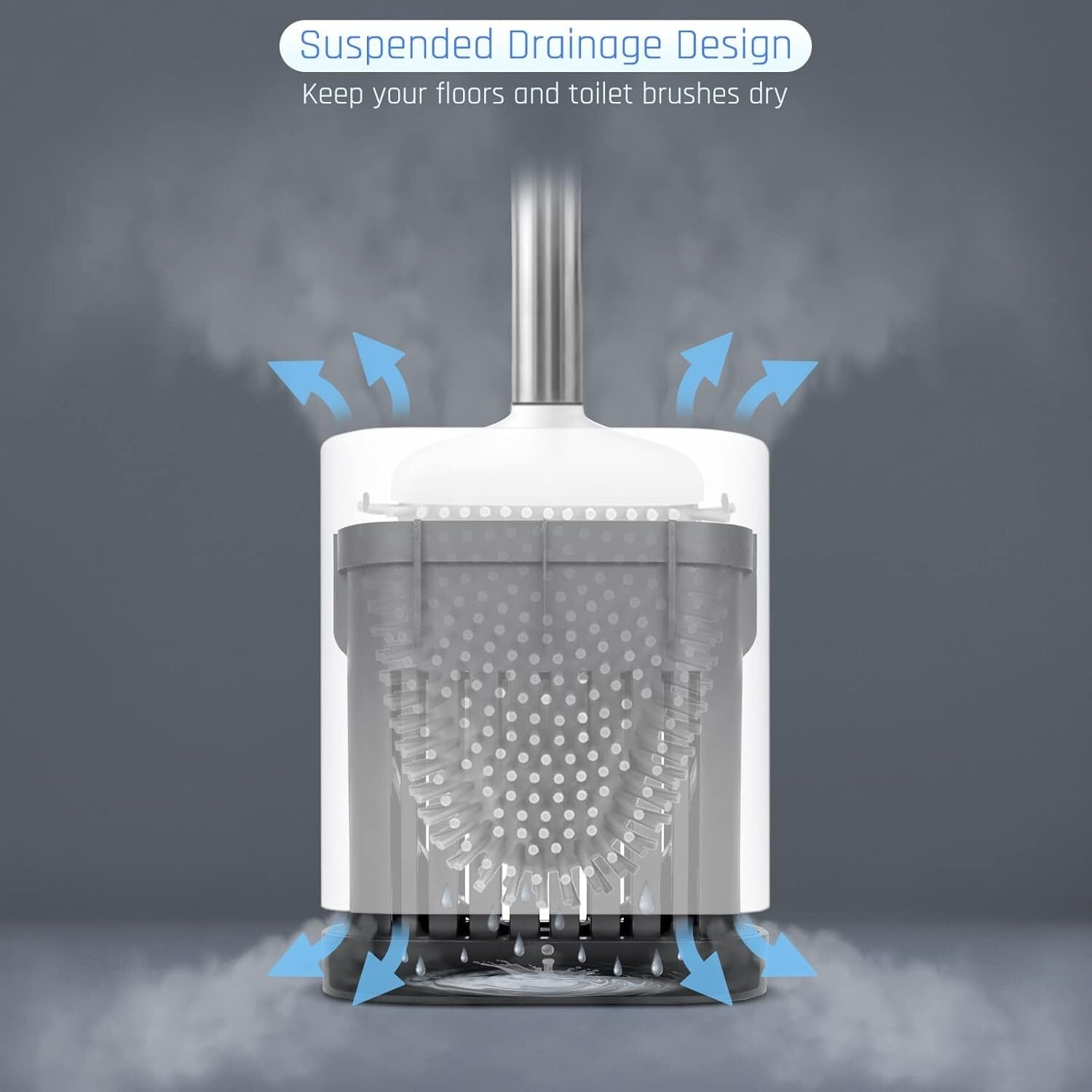 Flexible Silicone Toilet Brush with Stainless Steel Holder - Modern Cleanliness