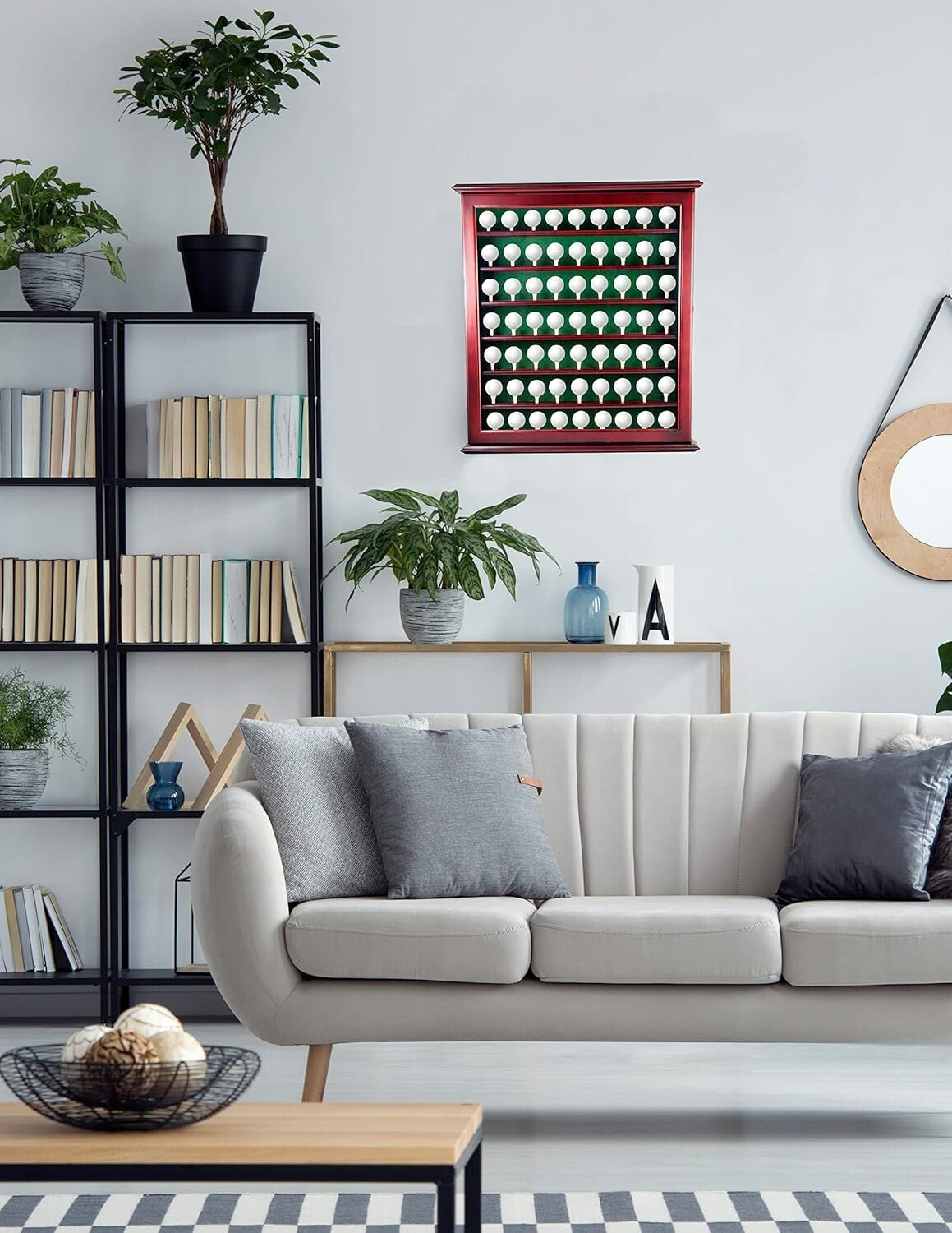 Elegant Mahogany Ball Cabinet with Acrylic Door - Wall Mount for 63 Golf Balls