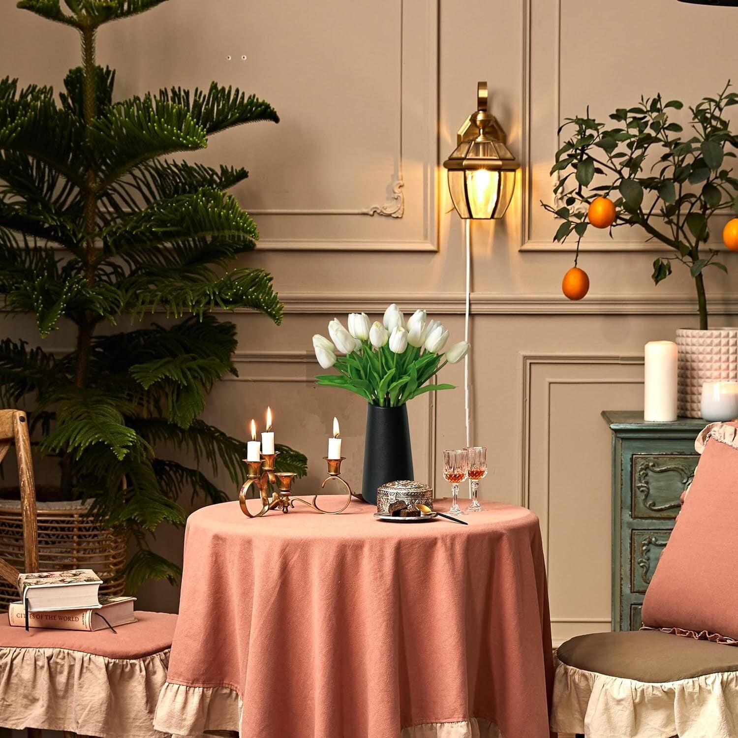 Elegant 60pcs White Tulip Silk Flowers – Perfect for Weddings & Home Decor