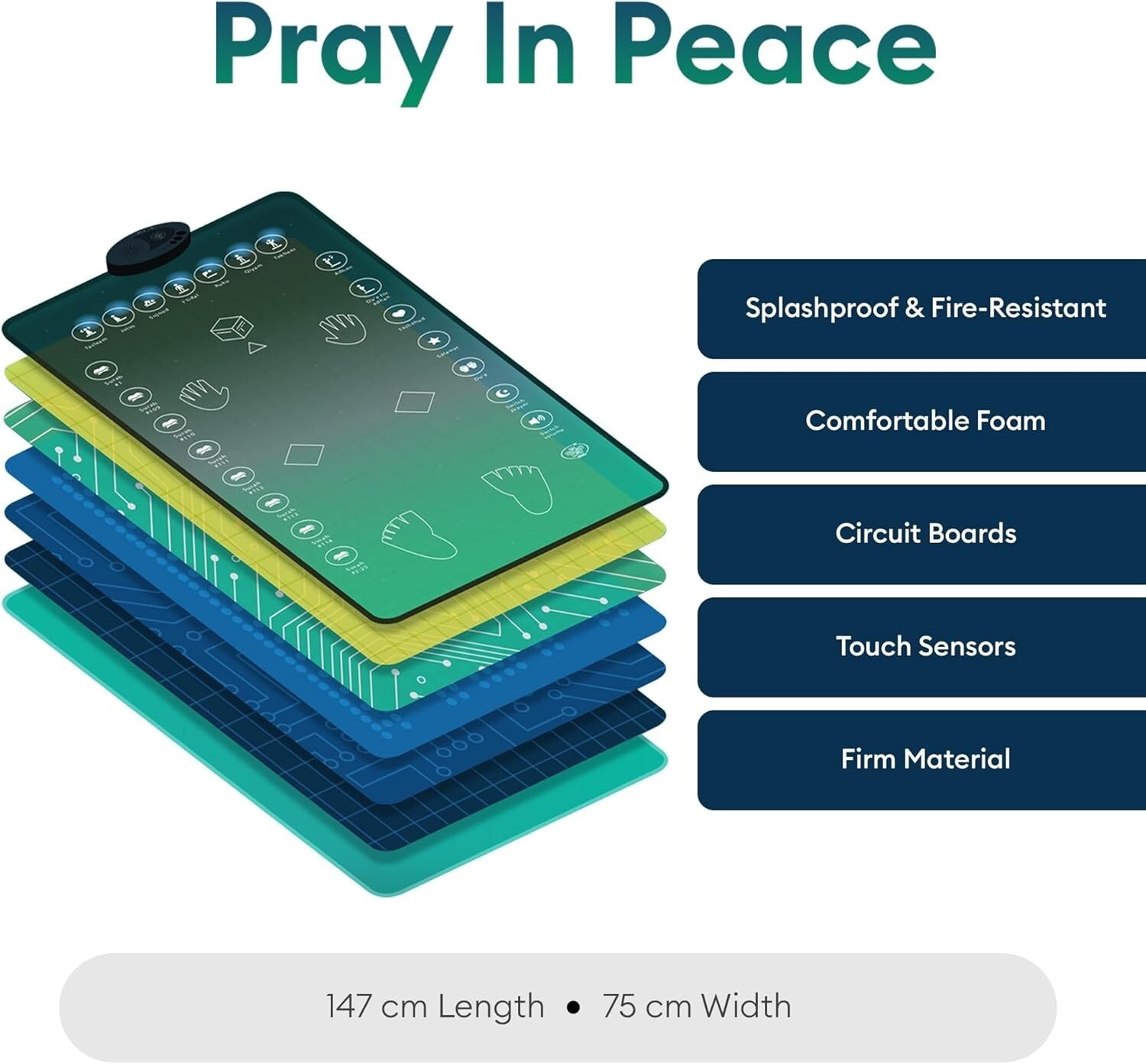 Modern Touch-Sensitive Prayer Mat for Adults - Interactive Salah Learning Aid