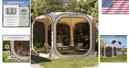 12x12 FT Pop-Up Screen Tent with Carry Bag – Portable Bug-Free Outdoor Room