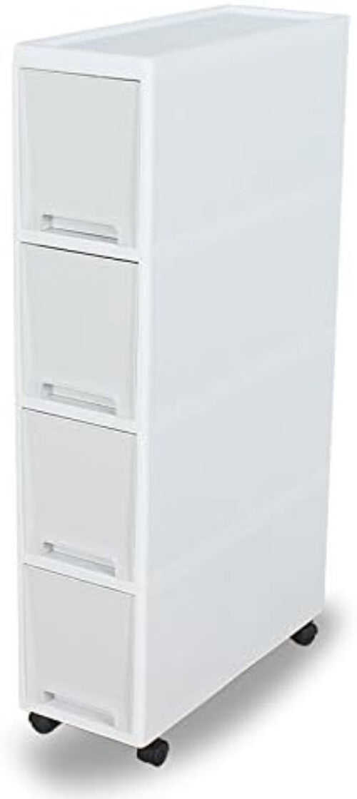 Slim White Rolling Storage Organizer with Drawers - Perfect for Tight Spaces