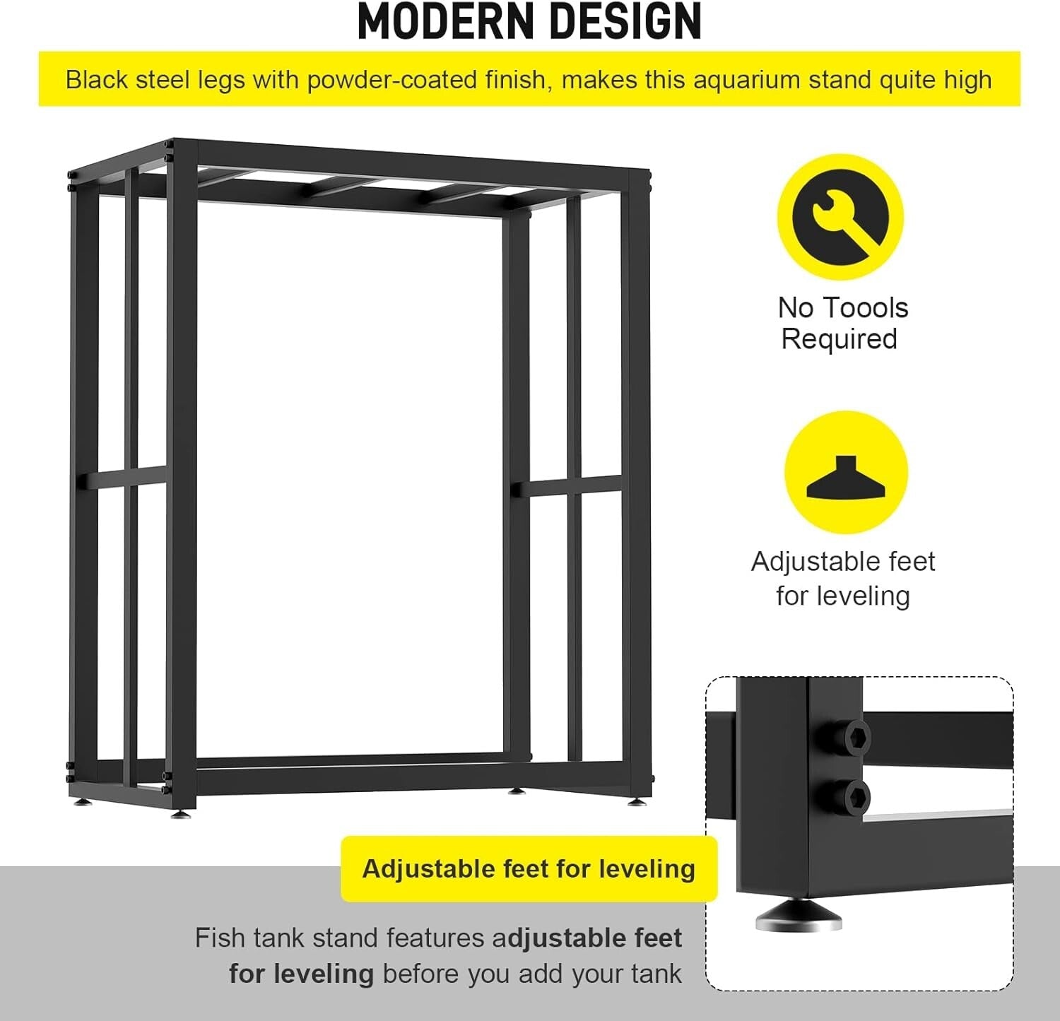 660 Lbs Load Capacity Metal Aquarium Stand - Perfect for Home & Office