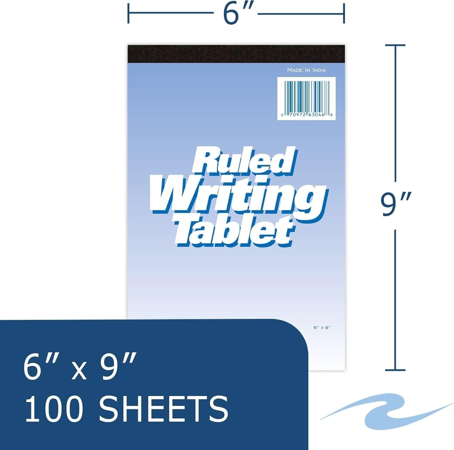 Durable 6" x 9" Top Bound Writing Tablets Bulk - 100 Sheets Each, Coated Finish