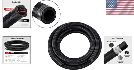 High-Pressure 10FT AN8 Braided Fuel Hose - Nylon and CPE for Premium Performance