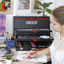 Load image into Gallery viewer, Portable 150-Piece Art Supplies Set with Professional Wooden Case for All Ages